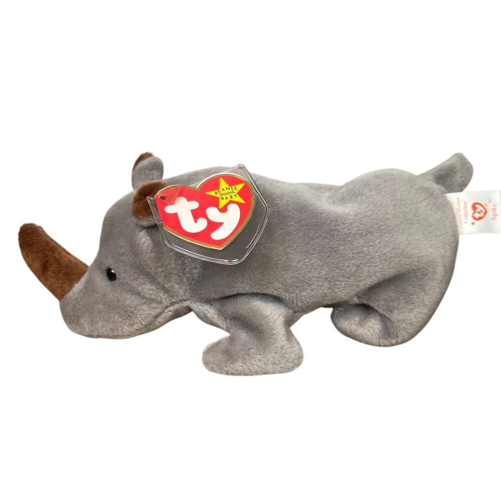 TY Beanie Baby - "SPIKE" the Rhino - 1996 - 7" Stuffed Animal Toy New With Tags